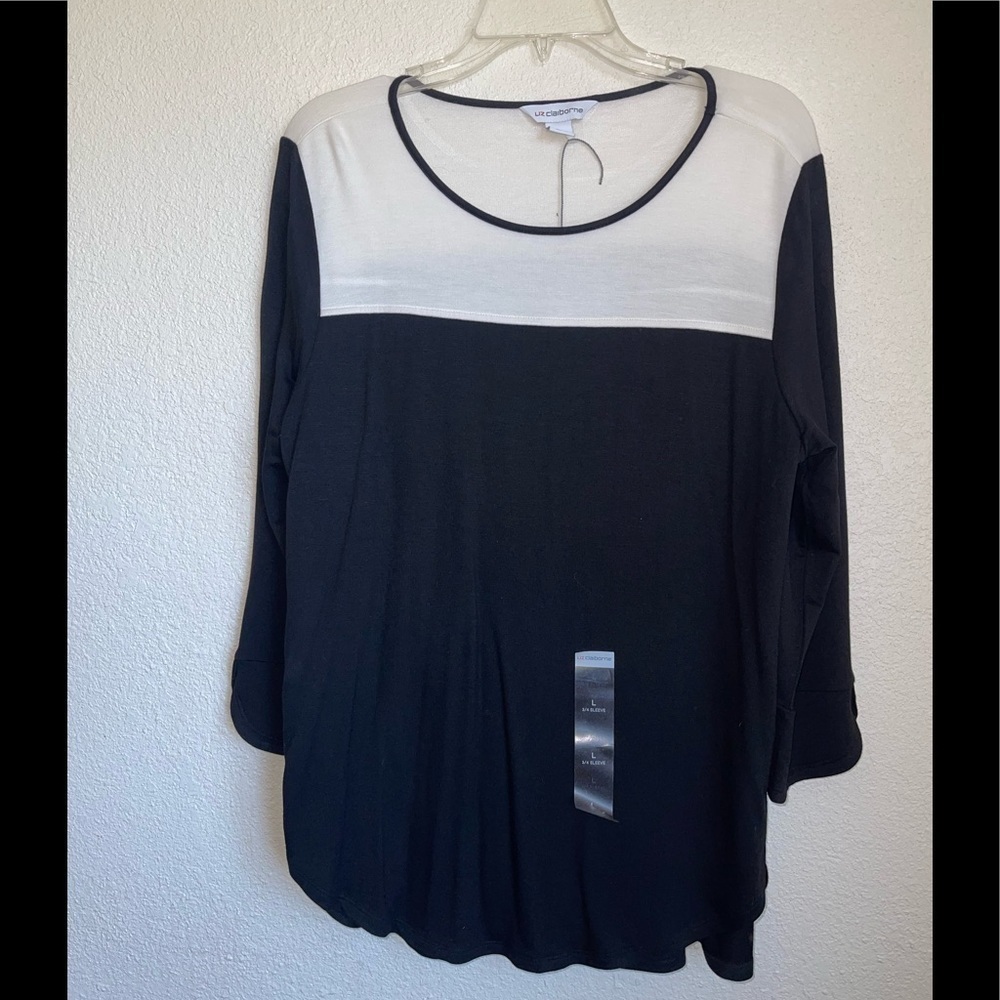 NWT-Liz Claiborne black & white blouse. Size Large